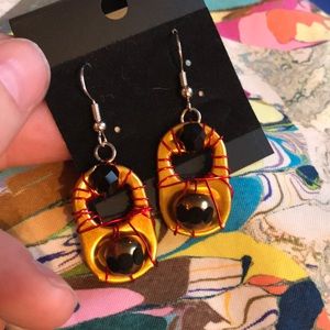 Bottle Top Up-Cycled Earrings Orange Black